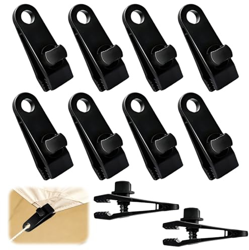 10 PCS Planenspanner Tarp Clips Sonnensegel Spanner Schwarze Befestigungsklammern Einstellbar Planenclips Planenbefestigung Zeltklammern für Planen Zelte Markisen und Poolabdeckungen