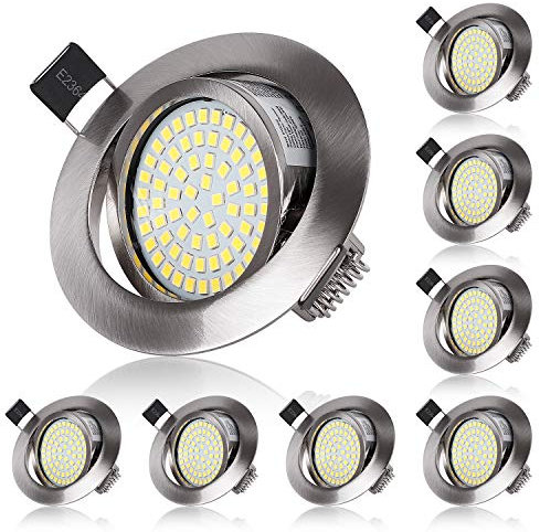 LED Einbaustrahler Set 5W Ultra Flach LED Modul 230V Spots Kaltweiß 6000K Deckenspots, Einbauspot für Wohnzimmer, Schlafzimmer, Küche, Büro - 8er Set