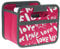 meori Faltbox Mini in Pink mit Motiv Love – Kleine Klappbox mit Griffen – Geschenkidee und Allzweck Aufbewahrungslösung - A100314 - 16,5 x 12,5 x 14 cm
