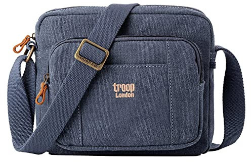 Troop London TRP0235 Klassische Umhängetasche aus Segeltuch, blau, Medium