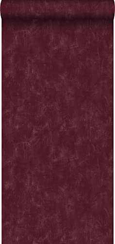 ESTAhome papier peint uni à effet pictural rouge bordeaux - 148724-0,53 x 10,05 m