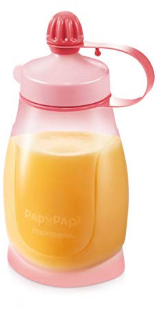 Tescoma Botella Flexible C/Cuchara 200ML PAPU Papi Rosa, 1 unità (Confezione da 1)
