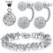 Kim Johanson Damen Schmuckset *Queen* in Silber I Halskette mit Anhänger & Ohrringen aus 925 Sterling Silber I Armband rhodiniert I Mit weißen Kristallen besetzt inkl. Schmuckbeutel