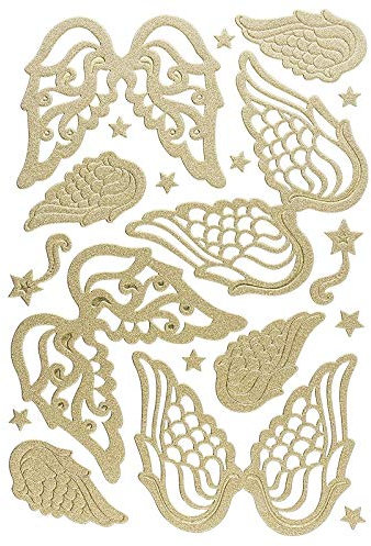 Ideen mit Herz 3-D Sticker Deluxe | Winter & Weihnachten | Erhabene Aufkleber | ideal für Weihnachts-Deko & Weihnachtskarten basteln | Bogengröße: 21 x 30 cm (Engelsflügel | gold)