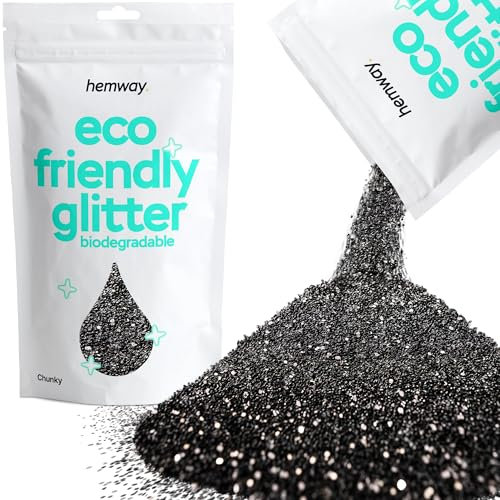 Eco Friendly Biodegradable Glitter | Black - Chunky 100g, Plant Based, Biodegradable Glitter for Craft, Face, Hair, Nail, Body and Festival - Hemway