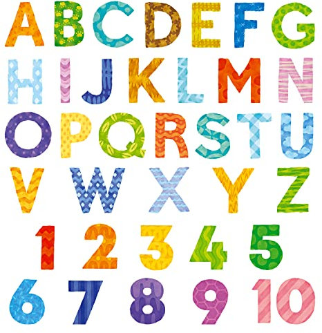 DECOWALL DS9-4003 Buntes Alphabet Zahlen Wandaufkleber ABC 123 Wandtattoo Abnehmbar für Kinderzimmer Schlafzimmer Wohnzimmer Kunstwandbilder Dekor Spielzimmer englische kinder lernen