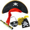 Balinco Piratenset für Kinder bestehend aus Piratenhut + Augenklappe + Fernrohr + Münzbeutel inkl. 20 goldenen Münzen - Kostüm Set für Fasching/Karneval