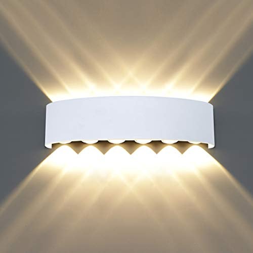 HAWEE 12W Modern Wandlampe LED Wandleuchte Up Down LED Wandbeleuchtung | Innen Außen, Aluminium, Wasserdicht IP65, für Badezimmer Treppen Veranda Flur Schlafzimmer Korridor Wohnzimmer