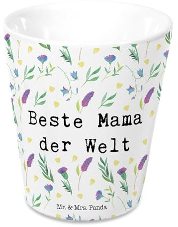 Mr. & Mrs. Panda Blumentopf Beste Mama der Welt - Geschenk, Blumen Deko, Mutter des Jahres, Mutter, Übertopf, Keramiktopf, Pflanztopf,