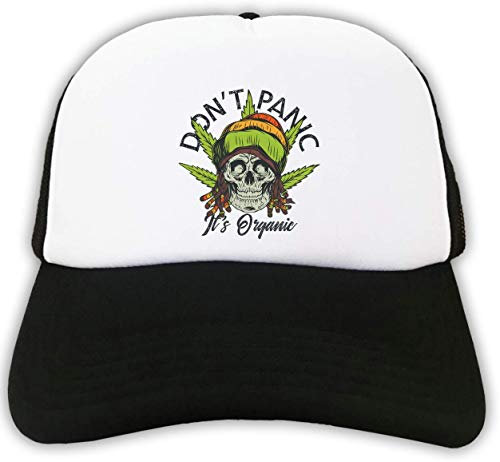 Don't Panic It's Organic Rasta Skull Trucker Cap