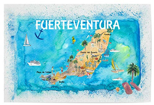 artboxONE Poster 90x60 cm Reise Fuerteventura Illustrierte Karte - Bild fuerteventura City fuerteventura