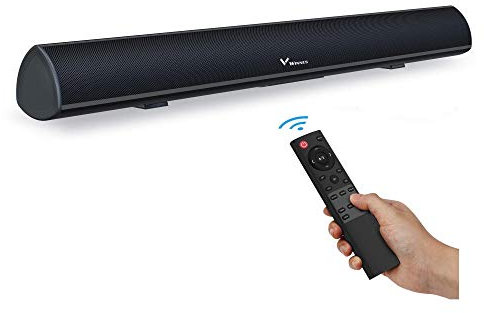 Winnes Barre de Son TV Enceinte PC Bluetooth 5.0 Soundbar Subwoofer Intégré Son Surround DSP-Technologie avec Télécommande pour Home Cinema sans Fil (avec RCA, USB,Optique, AUX, Bluetooth)