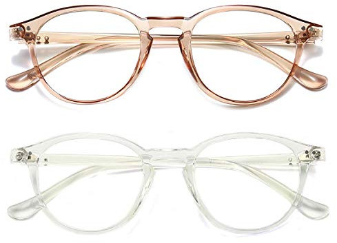 Dollger Blaulichtfilter Brille Computerbrille ohne sehstärke Anti-Blaulicht Klassische Rund Frame Gaming Brille für Damen Herren Schwarz
