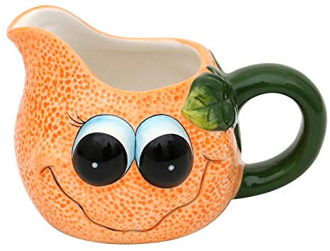 Dekohelden24 Ceramic milk jug/cream jug as orange/apple line in orange, dimensions approx. 14 x 11 x 8.5 cm, 222284-Orange