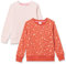 Amazon Essentials Felpe Girocollo in Pile Bambine e Ragazze, Pacco da 2, Arancione Floreale/Rosa Chiaro, 6-7 Anni