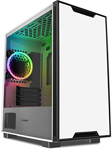 GameMax Commando ARGB PC Gaming Case, M-ATX, 1 x GameMax Velocity ARGB, Tempered Glass Side Panel | White GMX COMMANDO WHT