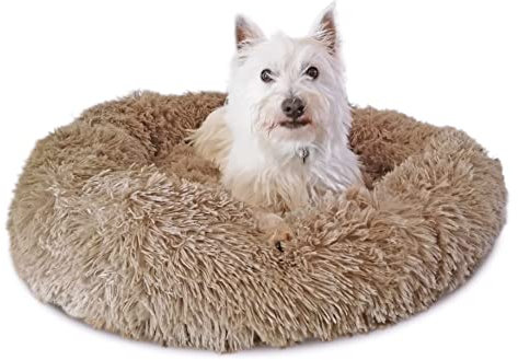 ZOLLNER kuscheliges Hundebett rund, Donut 60 cm, waschbar, Hellbraun