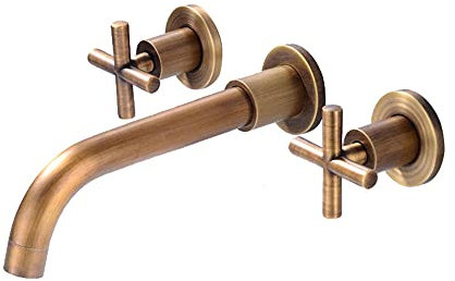 Miscelatore per Lavabo a Muro Rubinetteria a Parete Doppia Rubinetto Bagno Lavabo Rotazione Rubinetteria Bagno-Antico