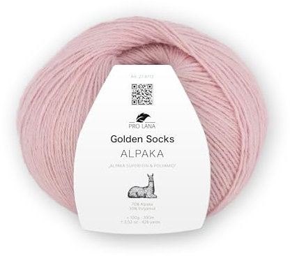 Pro Lana Golden Socks Alpaka, 100 g/390 m, 70% Alpaka, 30% Polyamid, 4-fädig, superweiche Sockenwolle (37 rosa mel.)