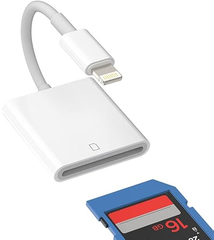SD Card Reader for iPhone Lightning to Camera Memory Accessories Compatible with iPad2020 2019 2021 13 12 11 Pro Max X XS XR 8 7 6 S Plus Se Air Photo Adaptador Viewer Adapter for Apple MFI Certified