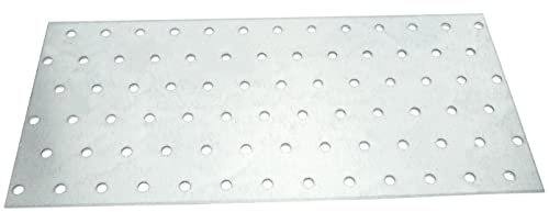 AERZETIX - C58312 - Juego de 2 Placas de montaje perforadas 120x260x2mm con 78 agujeros - en acero galvanizado Z275 - fijación de metal madera - color plata