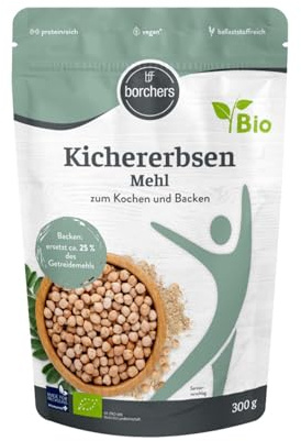 borchers Bio Kichererbsen Mehl | 300g | Reich an Ballaststoffen | Proteinquelle | Ideal für orientalische Gerichte | Von Natur aus vegan