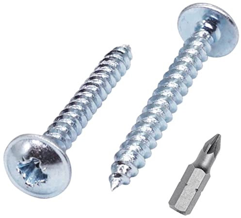 SKIR'CO (250 Stück) Verzinkter Stahl 3,0 x 30 mm Silber Holzschrauben, Metallschrauben, Oblatenkopf, Pozidriv, selbstschneidend