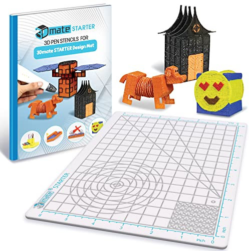 3Dmate Starter – Transparente 3D-Stiftmatte 23 x 18 cm mit kompatiblem Schablonenbuch – Flexibles beidseitig hitzebeständiges Silikon – 3D-Stiftzubehör – Vorlagen für Kinder …
