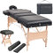 Hommdiy Massageliege 3 Zonen Klappbar mit Hocker 10 cm Polsterung Schwarz