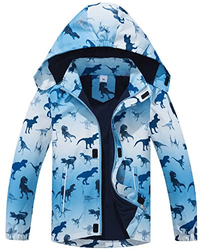 Blouson Imperméable Enfants, Manteaux Imperméables à Capuche pour Garçon Veste de Pluie Coupe Vent Veste de Pluie Légère Printemps Automne 3-4 Ans