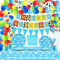 Décorations de nuages bleu ciel blanc, comprenant une bannière d'anniversaire, une nappe, des assiettes en papier, gobelets, serviettes, ballons pour une fête d'anniversaire d'enfants, pour 20 invités