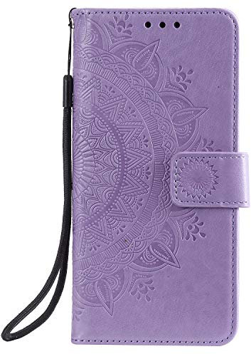 Samsung Galaxy A14 Case, Protective Samsung Galaxy A14 5G Wallet Phone Case Flip Shockproof PU Leather Card Holder Mandala Magnetic Stand Cover for Samsung Galaxy A14 4G/5G, Purple