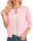 CUNYI Gilet Femme Élégant Cardigan Court Manches 3/4 Casual Pull Léger à Col Rond avec Boutons, Rose M