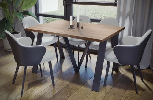 Endo-Moebel XXL Esstisch Lungo 130 cm - 405 cm erweiterbar Küchentisch bis 12 Personen Matt (Wotan Eiche)