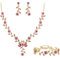 Clearine Damen Hochzeit Schmuck Set für Party Prom Blatt Cluster Blume Kristall Anhänger Halskette baumeln Ohrringe und Armband für Rosa Gold Ton