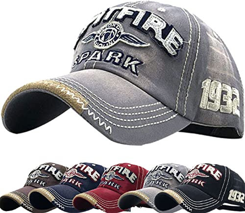 Enwokran Baseball Cap Herren, Unisex Retro Einstellbare Freizeit Mütze Stickerei Trucker Hut Verstellbare Sport Basecap (Grau)