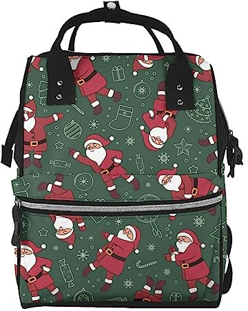ARCOFF Cartoon Weihnachtsmann Tanzen Windel Rucksack Große Kapazität Laptop Rucksack Reißverschluss Casual Stilvolle Reise Rucksäcke, mehrfarbig, One size