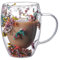 FUZYXIH Tasse en verre à double paroi avec fleurs sèches, escargots de mer, conques, paillettes pour café, jus, lait, joli cadeau tasse à café en verre