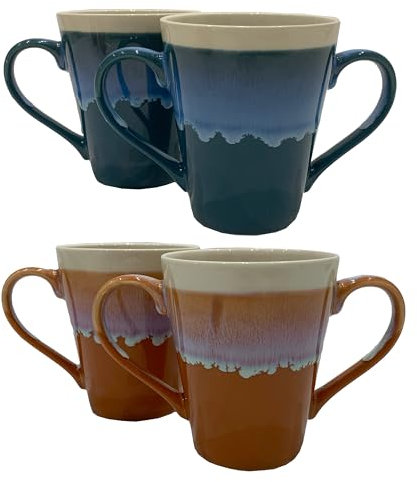 Boscul Two Handled Mug 300ml 2 Pack Aid for Elderly Tremors Arthritis and Dementia Alzheimers Weak Grip Parkinson’s Dignity 3D Reactive Glazed (Bronze 2 Pack)