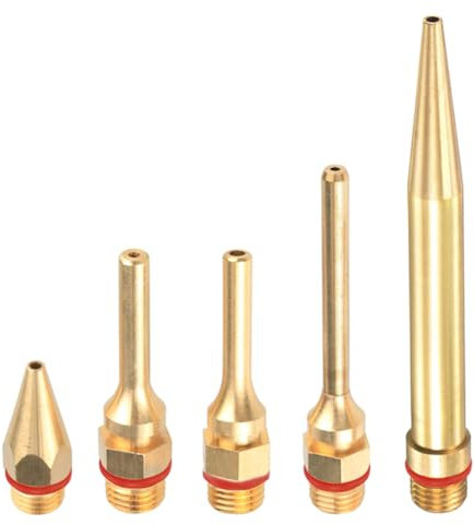 Saipe 5Pcs Glue Gun Copper Nozzle Hot Glue Gun Tips with O-ring, Small Bore Long Tube Nozzles Thread Interchangeable Nozzle Set for Hot Melting Glue Gun Accessories 2.0x(34/50/70/100mm)+3.0x50mm