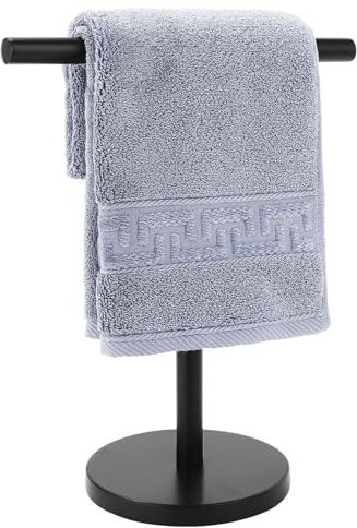 Zitalupy T-Shape Bath Hand Towel Holder Stand, Stainless Steel Free Standing Hand Towel Rack, for Bathroom Kitchen & Countertop, Matte Black