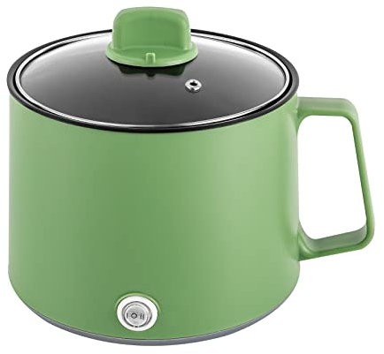 Electric Hot Pot, Rapid Ramen Noodles Cooker, Electric Stainless Steel Stock Pot, Multi-Functional Mini Cooker for Soup, Pasta, Oatmeal, Dumplings, with Dual Power Control (Green)