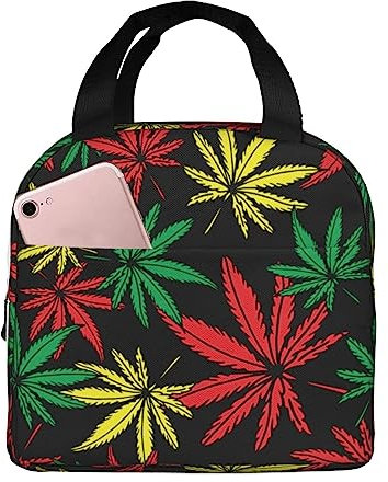 Toiyugd Rasta Lunchtasche mit Unkrautblättern, isoliert, wasserdicht, Bento-Tasche, Lunchtasche