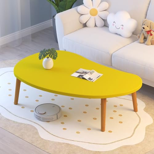 Mesa Centro Baja,Mesita Lateral para Sofa,Mesas Auxiliares de Centro,Mesa de Salón,Mesa de Café,Sofá Sala de Estar Muebles,Mesa de Centro Convertible en Mesa de Comedor de Salón(Elegant yellow,80x40x4