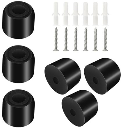 Diompirux 6 PCS Tope de puerta de goma redondo, con accesorios de montaje con tornillos, fondo de goma antideslizante, Protección de Pared y Muebles, para uso en interiores y exteriores