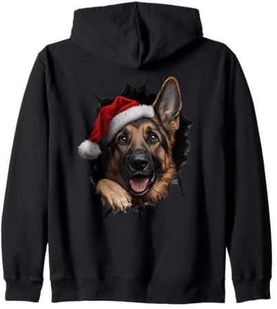 Schäferhund Hunde Hundebesitzer Hund Weihnachtsmütze Mütze Kapuzenjacke