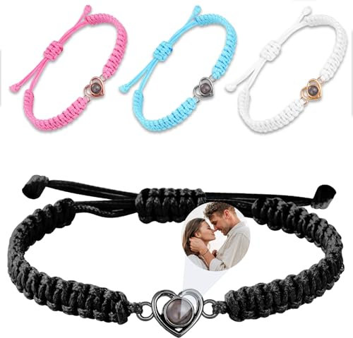 JONZIN Personalisierte Geschenke,Fotoarmband mit Eigenem Foto, Foto Projektion Armband Geschenke für Damen Freundin Paare Mama Weihnachten Geburtstagsgeschenk (Liebe)