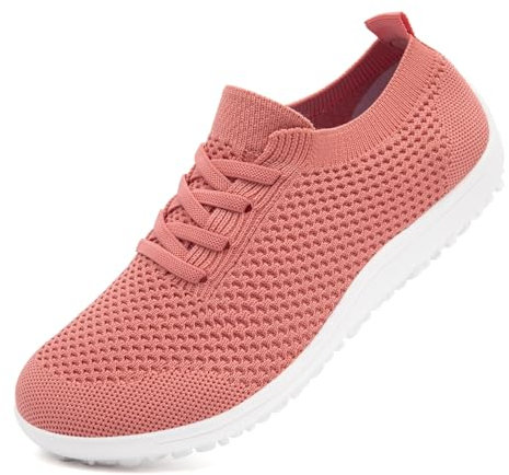 Barfußschuhe Damen Laufschuhe Turnschuhe Schuhe Sportschuhe Damen Bequeme Slip On Sneaker Fitnessschuhe Straßenlaufschuhe Leichte Atmungsaktiv Weich rutschfest Shoes Wassermelone Rot 37 EU