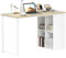HOMCOM Scrivania per Computer con 4 Ripiani Aperti, 120x54 cm Scrivania da Ufficio Salvaspazio Moderna, Tavolo da Lavoro Porta PC per Studio in Legno, Bianco e Rovere