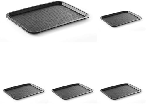 HENDI Plateau de Service, Moyen, rectangulaire, Multi-Usage, résistant jusqu'à 80°C, Plateau Fast Food, pour Servir Nourriture et Boissons, Restauration Rapide, 305x415x(H) 20mm, Noir, polypropylène